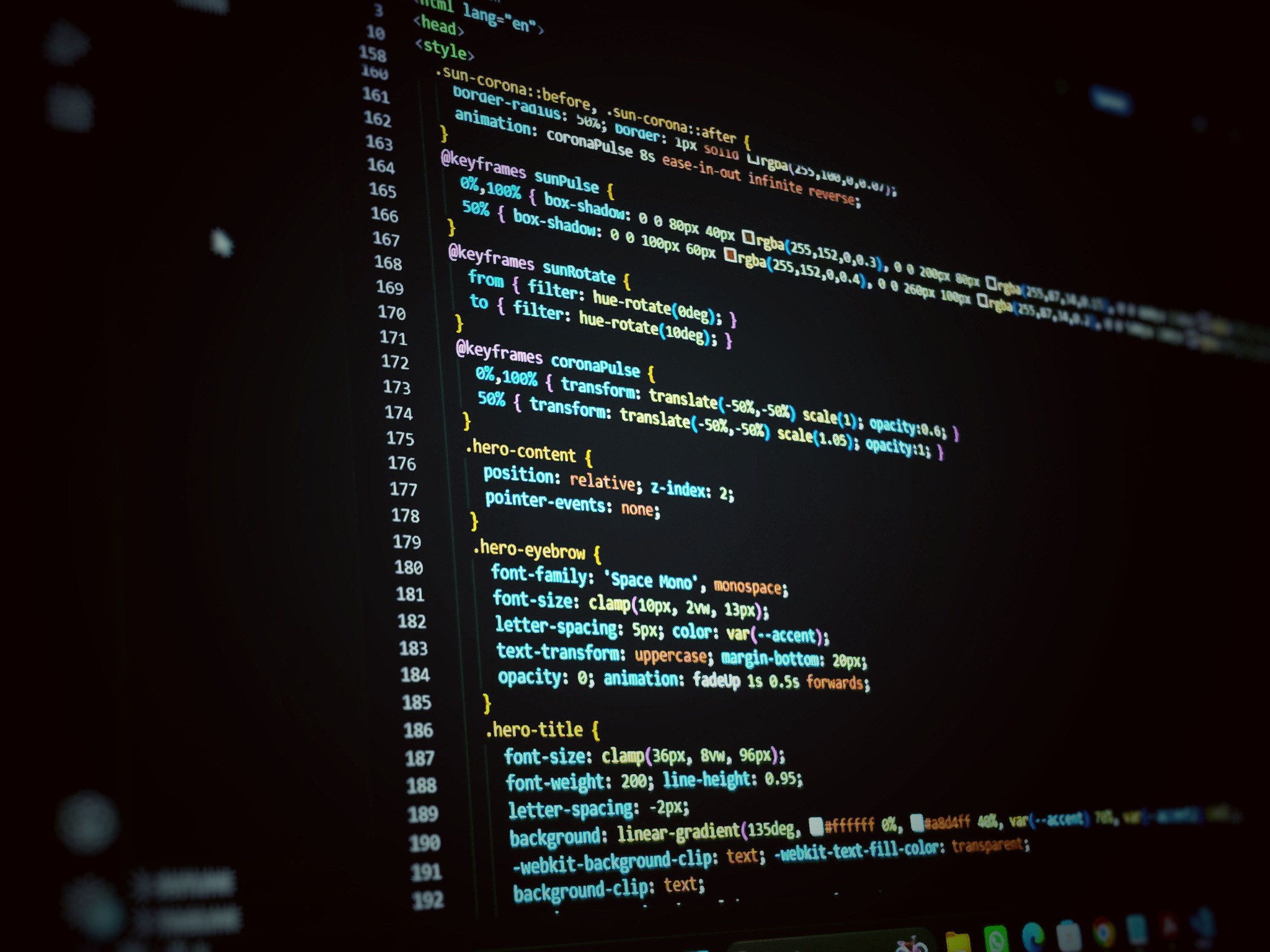 Web development code on a professional design screen